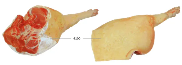 Ham with knuckle, leg, and skin