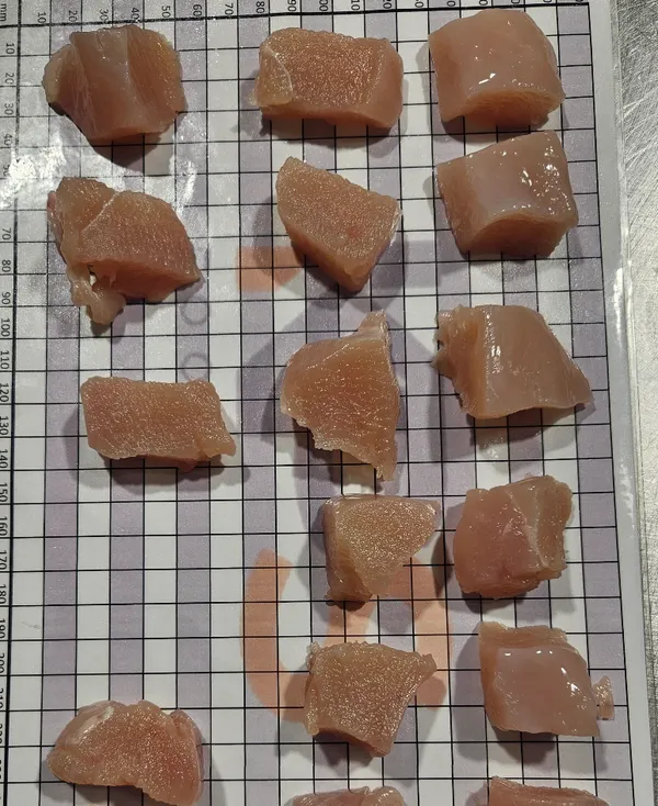 Chicken breast fillet cubes 25mm x 25mm 4