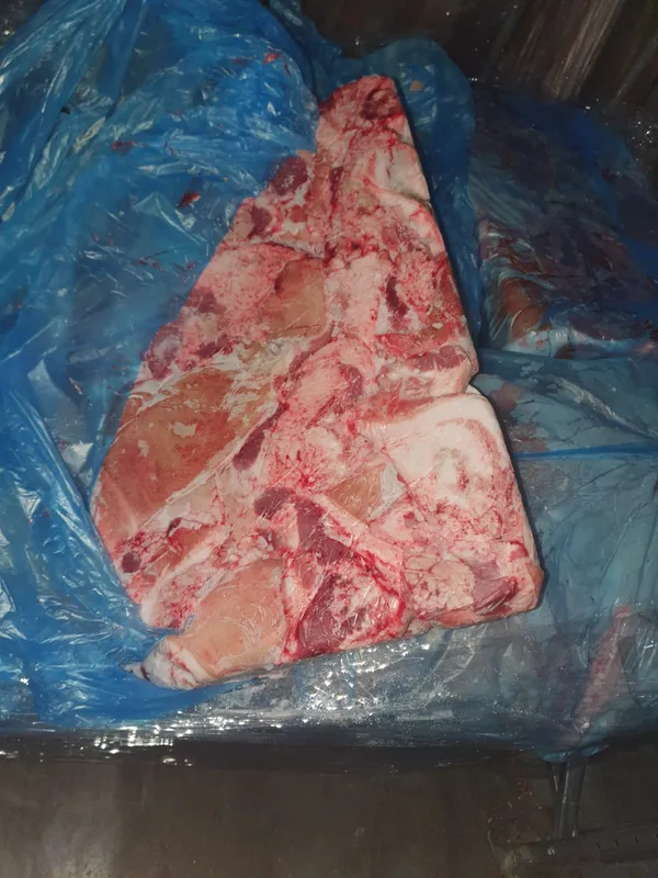 Frozen pork jowls rind on 2