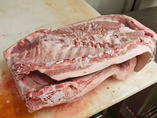 Frozen pork belly - bone in, skin on 3