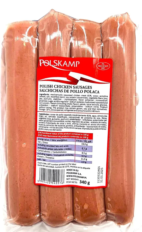 Frozen Chicken Sausages, high quality, 340g VAC HALAL 3