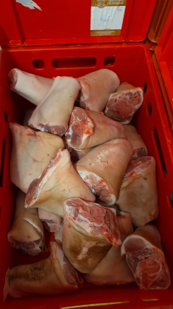 Frozen Pork Front shank bone in, rind on 2