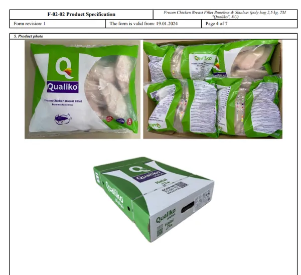 Chicken fillet w/o inner IQF pack 2,5kg Qualiko Halal