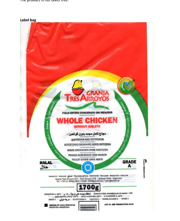 Whole chicken grillers w/o giblets Halal
