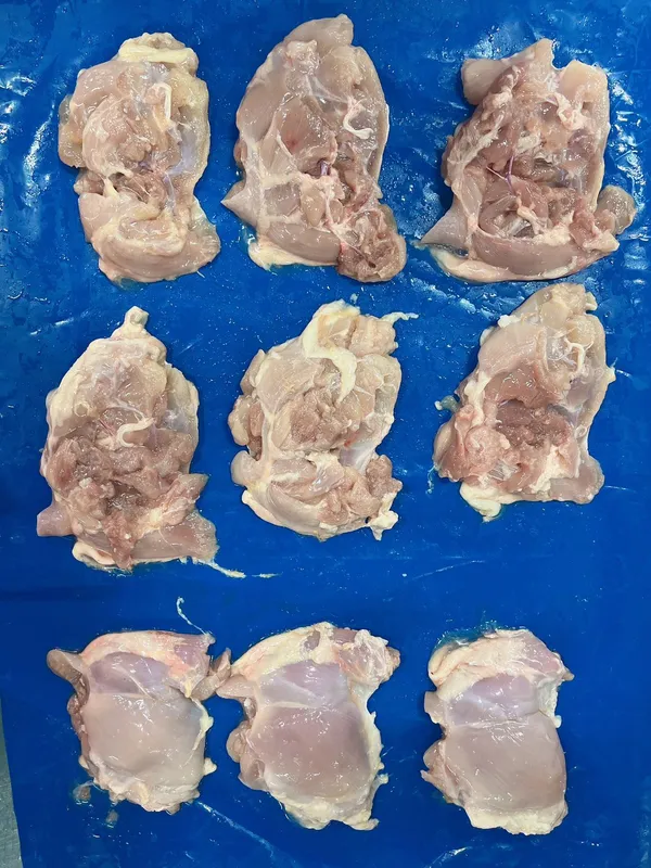 Skin-on chicken thigh meat
