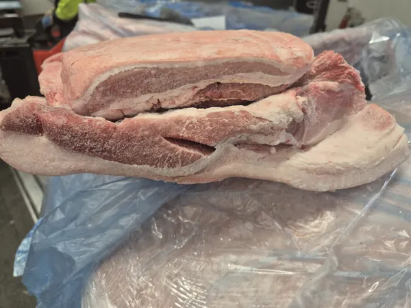 Frozen pork fat belly grade B/C skin on bone in, packaging poliblock, price 1.65 EUR, EXW, origin Poland. 5