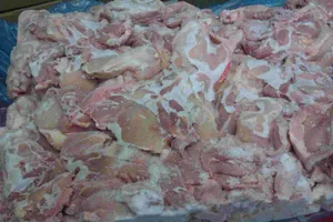 Frozen chicken leg meat without skin in naked blocks 15kg