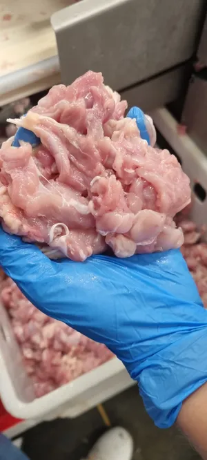 Chicken leg meat trimming, boneless, skinless