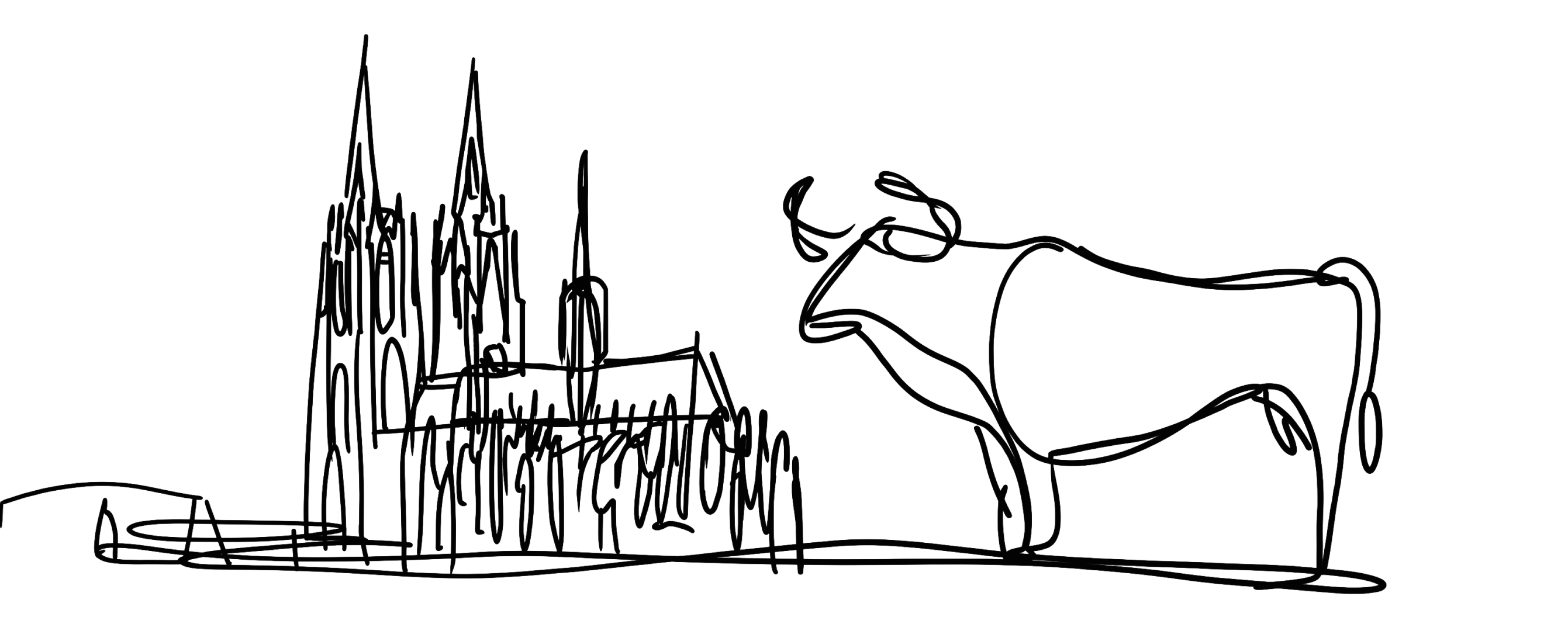 Cologne Cathedral and Cow illustration